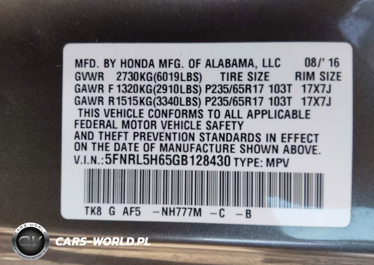 2016 Honda Odyssey Ex-L VIN:5FNRL5H65GB128430 - 9