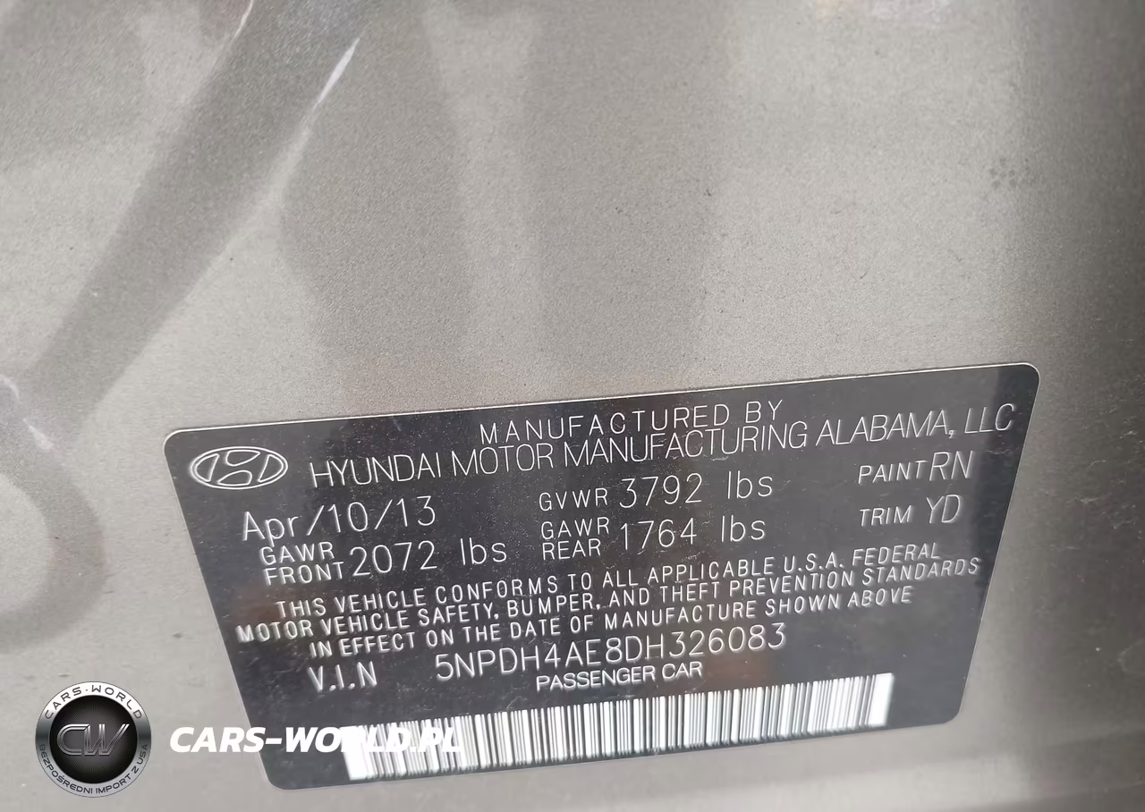 2013 Hyundai Elantra Gls VIN:5NPDH4AE8DH326083 - 9