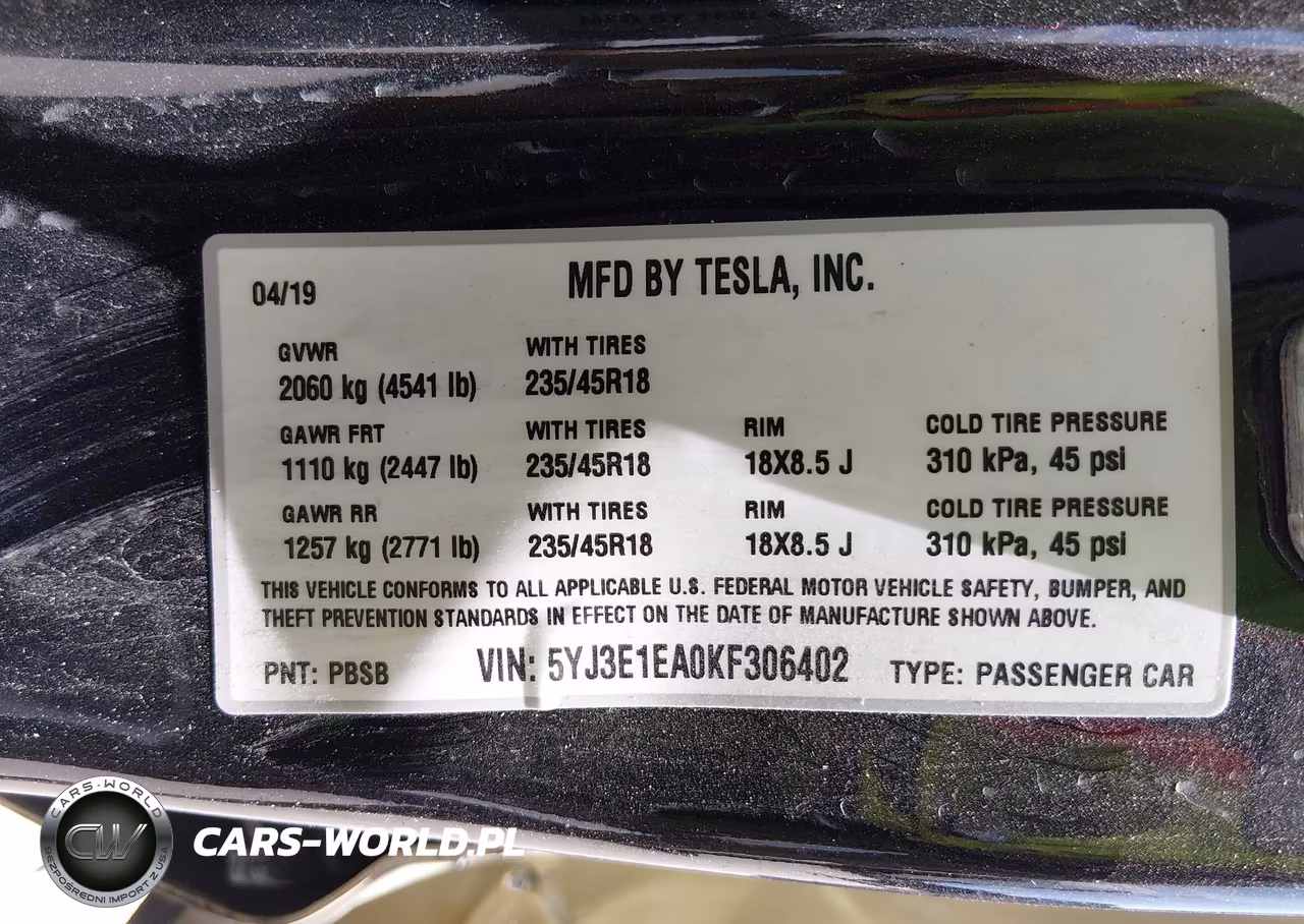 2019 Tesla Model 3 Long Range-Mid Range-Standard Range-Standard Range Plus VIN:5YJ3E1EA0KF306402 - 9