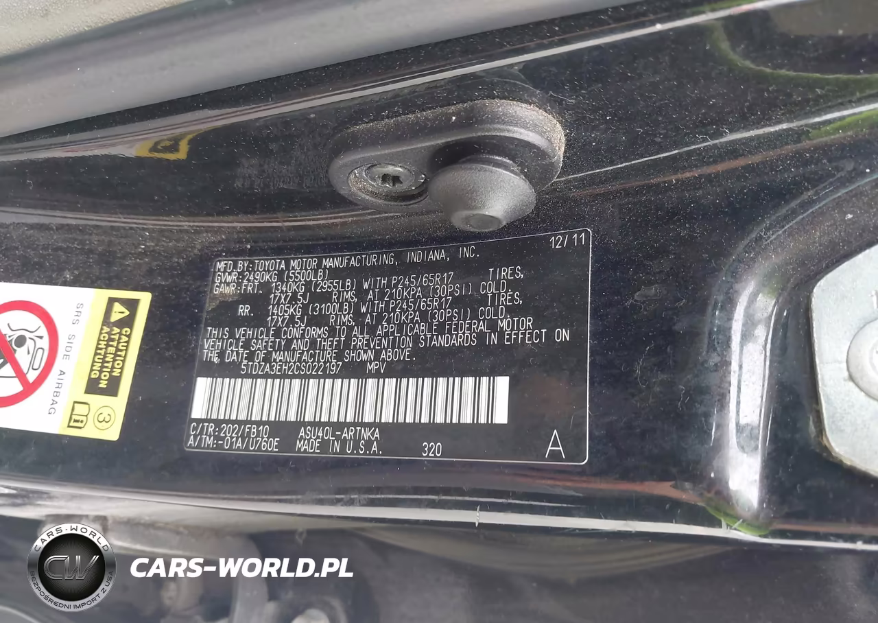 2012 Toyota Highlander VIN:5TDZA3EH2CS022197 - 9