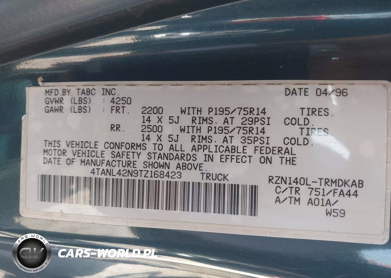 1996 Toyota Tacoma VIN:4TANL42N9TZ168423 - 9