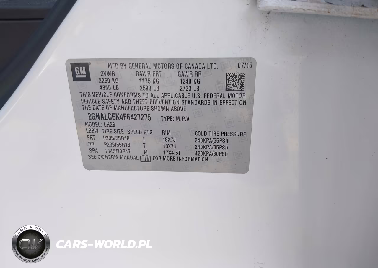 2015 Chevrolet Equinox 2Lt VIN:2GNALCEK4F6427275 - 9