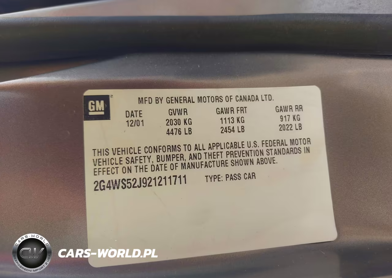2002 Buick Century Custom VIN:2G4WS52J921211711 - 9