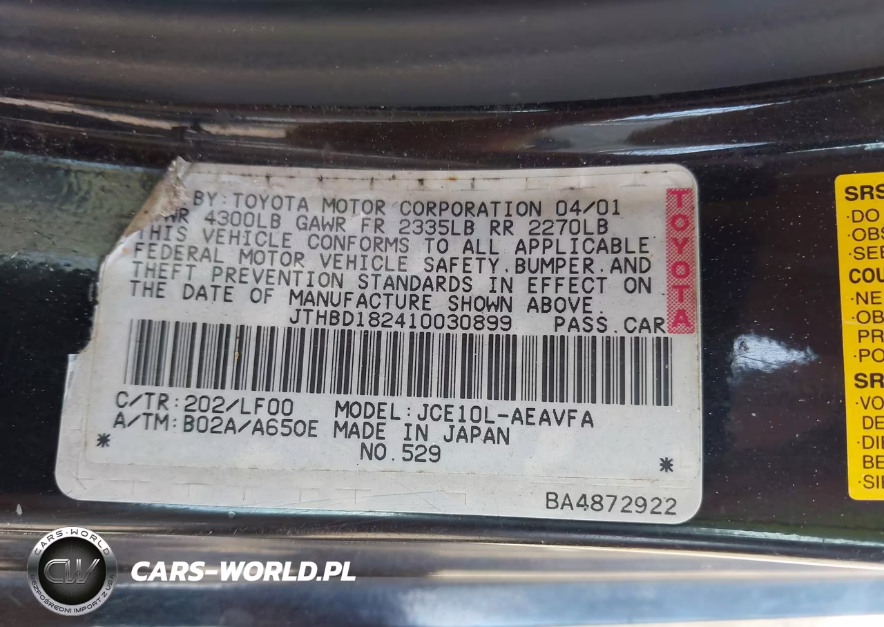 2001 Lexus Is 300 VIN:JTHBD182410030899 - 9