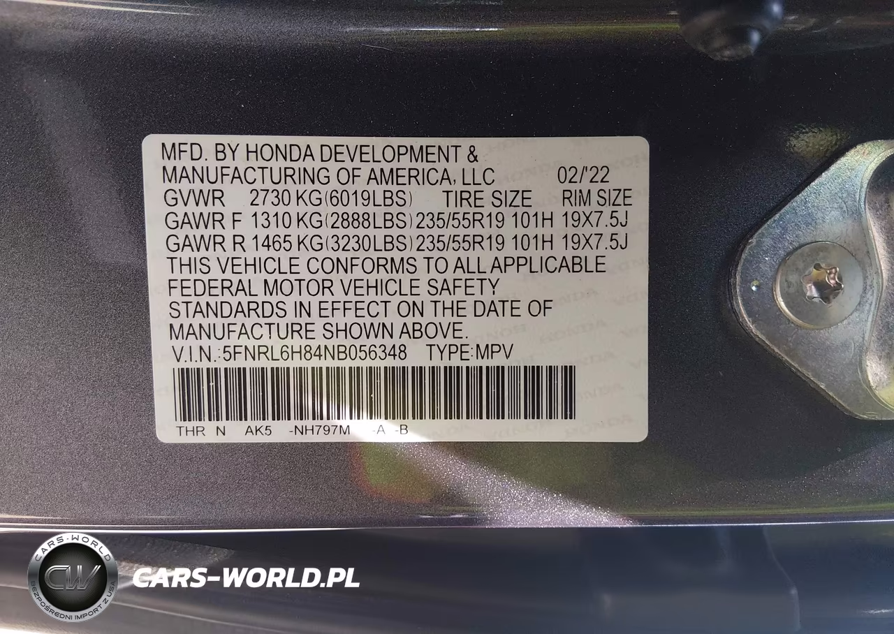 2022 Honda Odyssey Touring VIN:5FNRL6H84NB056348 - 9