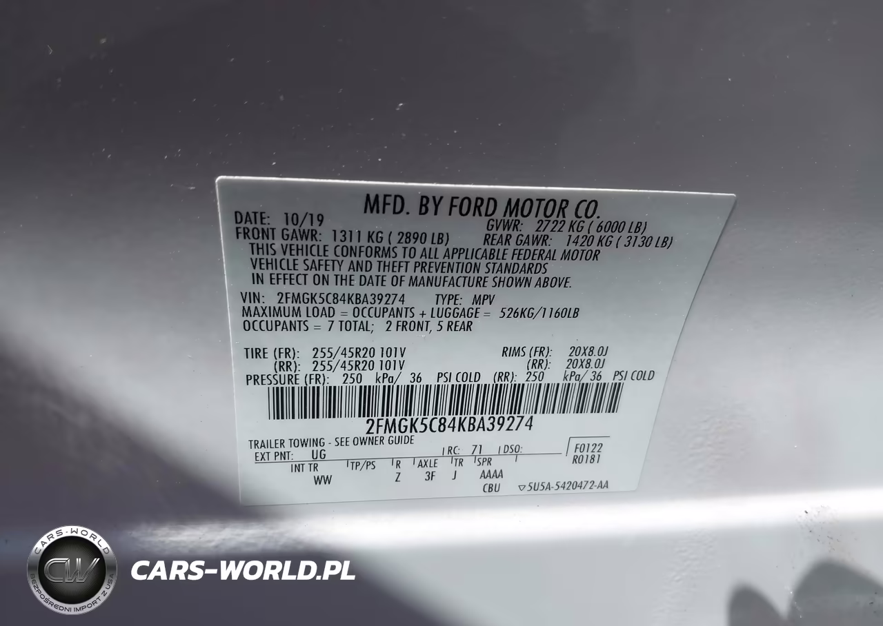 2019 Ford Flex Sel VIN:2FMGK5C84KBA39274 - 9