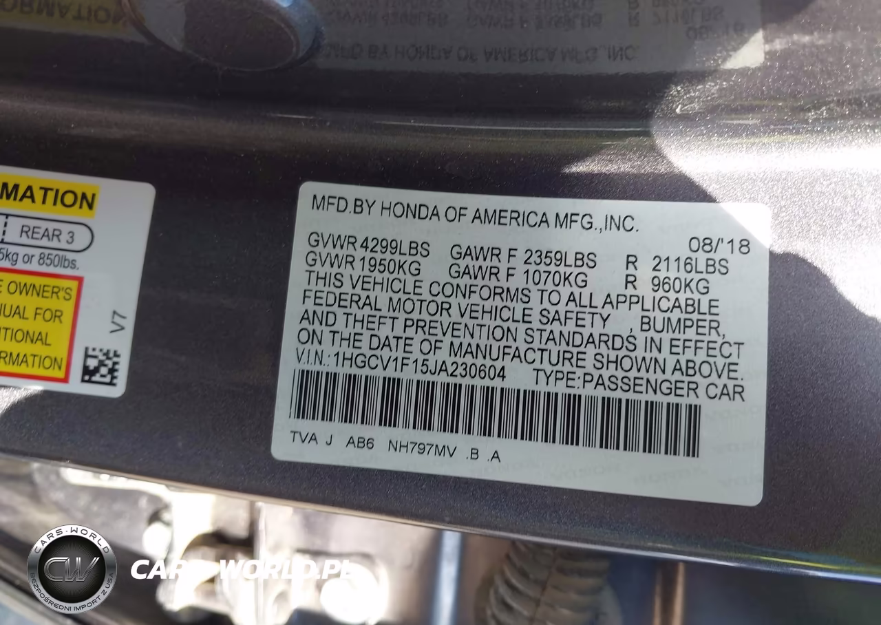 2018 Honda Accord Lx VIN:1HGCV1F15JA230604 - 9