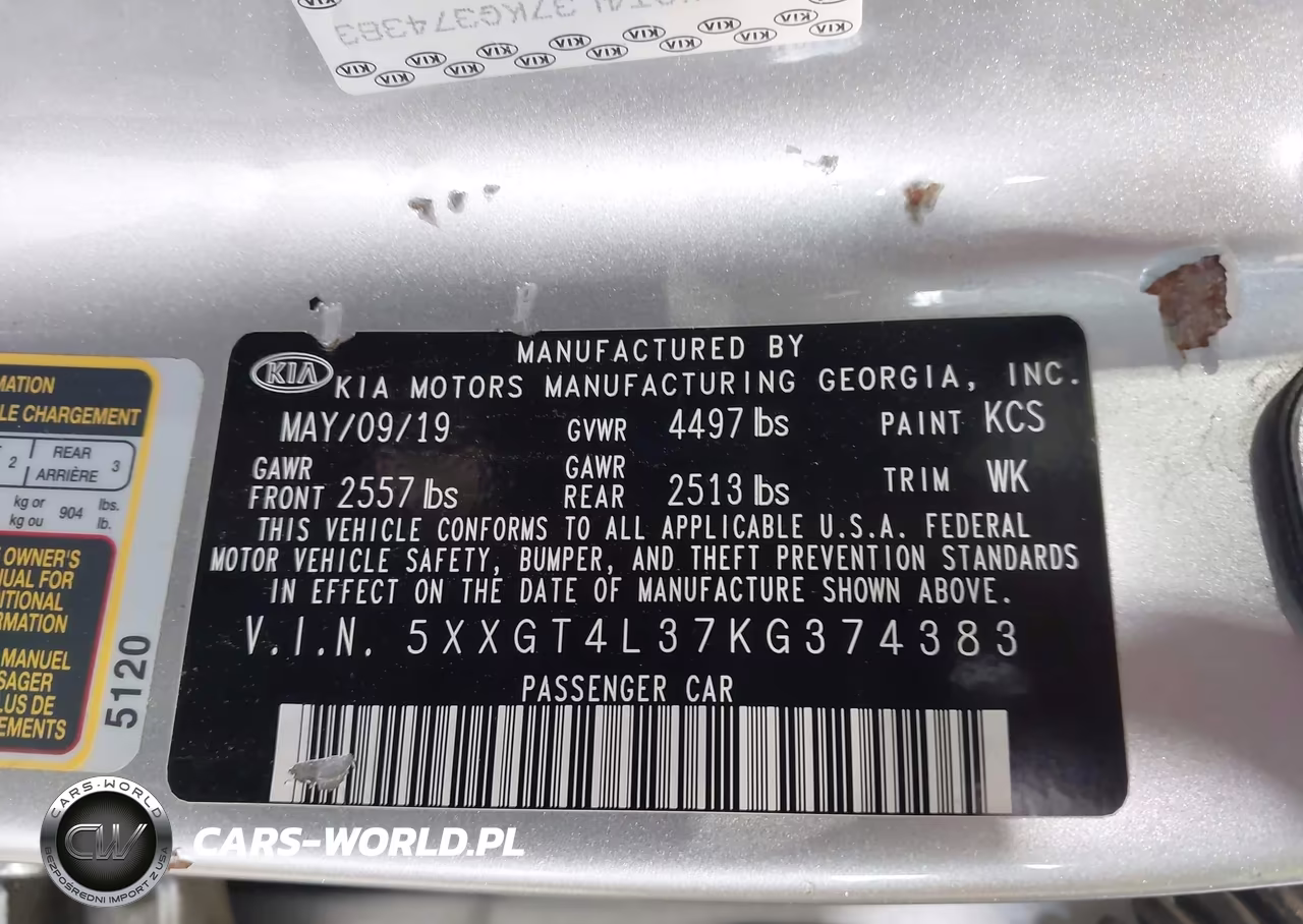 2019 Kia Optima Lx-S VIN:5XXGT4L37KG374383 - 9