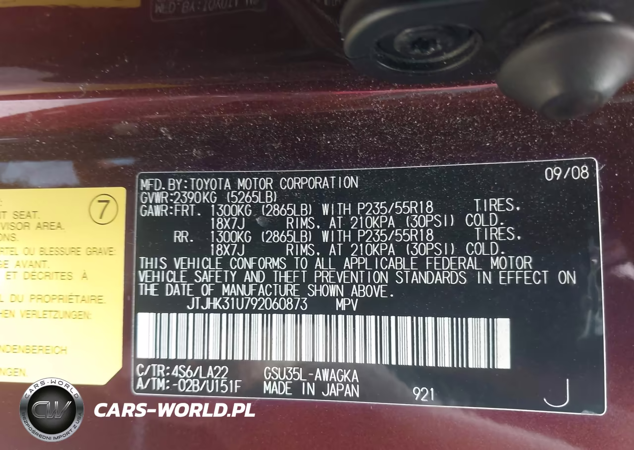 2009 Lexus Rx 350 VIN:JTJHK31U792060873 - 9