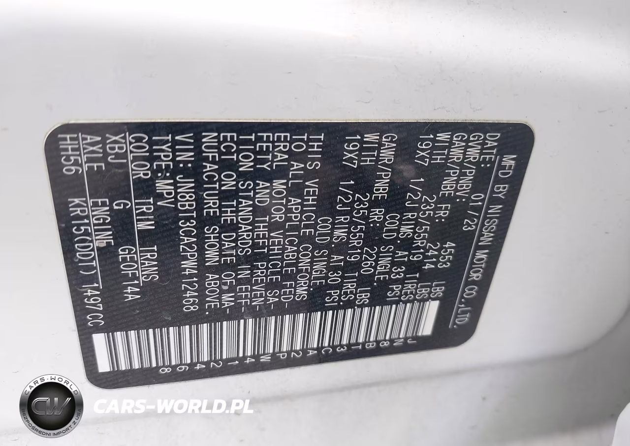 2023 Nissan Rogue Sl Fwd VIN:JN8BT3CA2PW412468 - 9