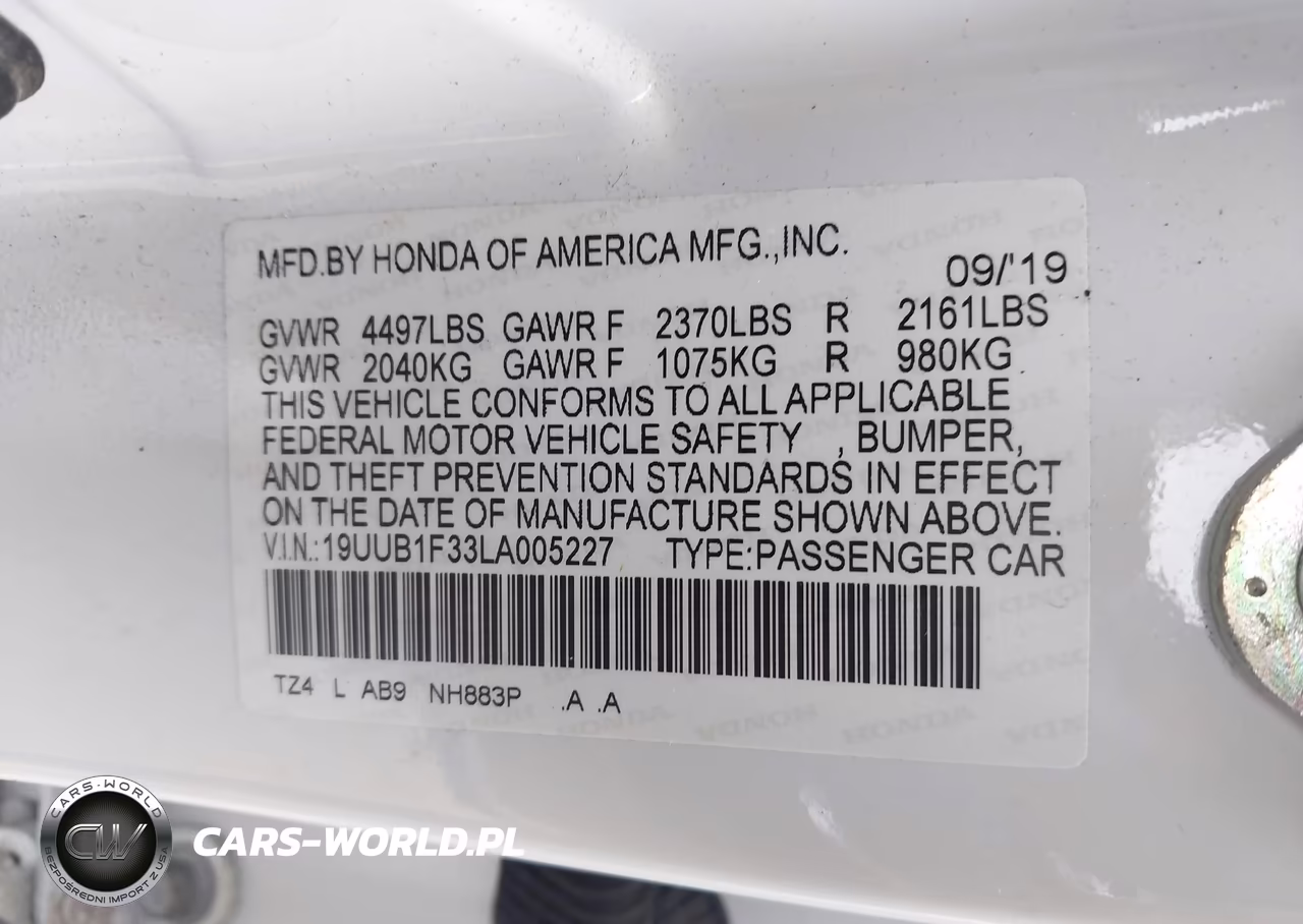 2020 Acura Tlx Standard VIN:19UUB1F33LA005227 - 9
