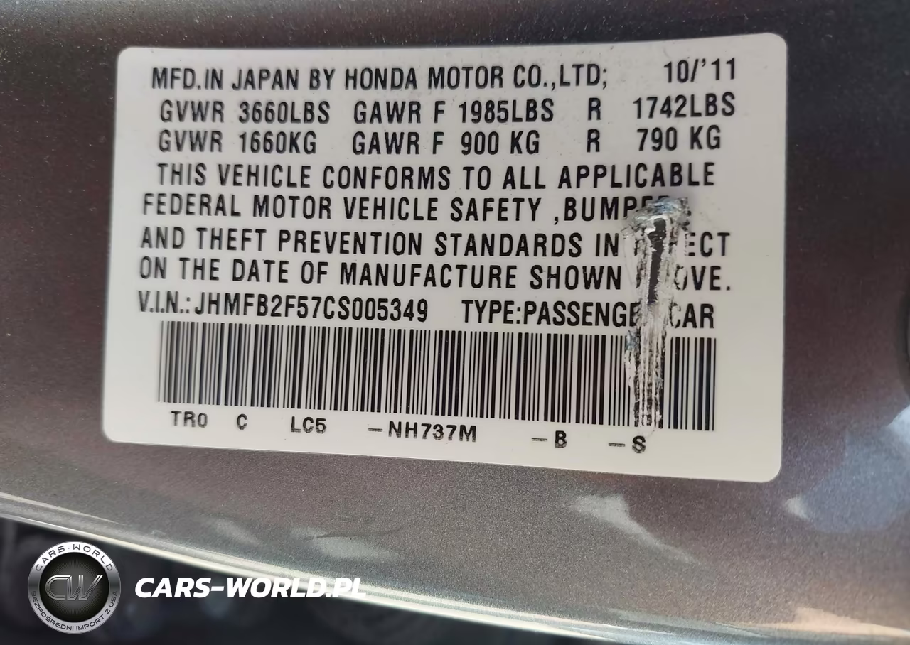 2012 Honda Civic Lx VIN:JHMFB2F57CS005349 - 13