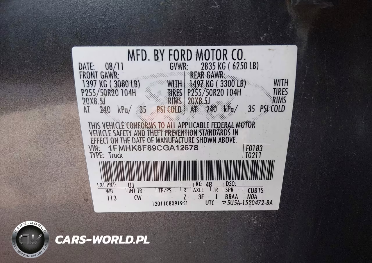 2012 Ford Explorer Limited VIN:1FMHK8F89CGA12678 - 9