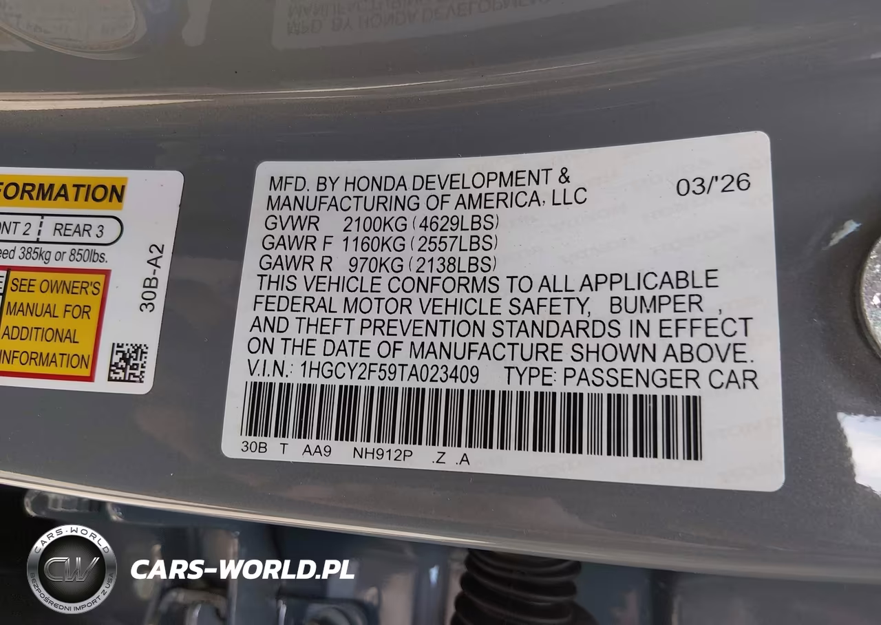 2026 Honda Accord Hybrid Sport VIN:1HGCY2F59TA023409 - 9