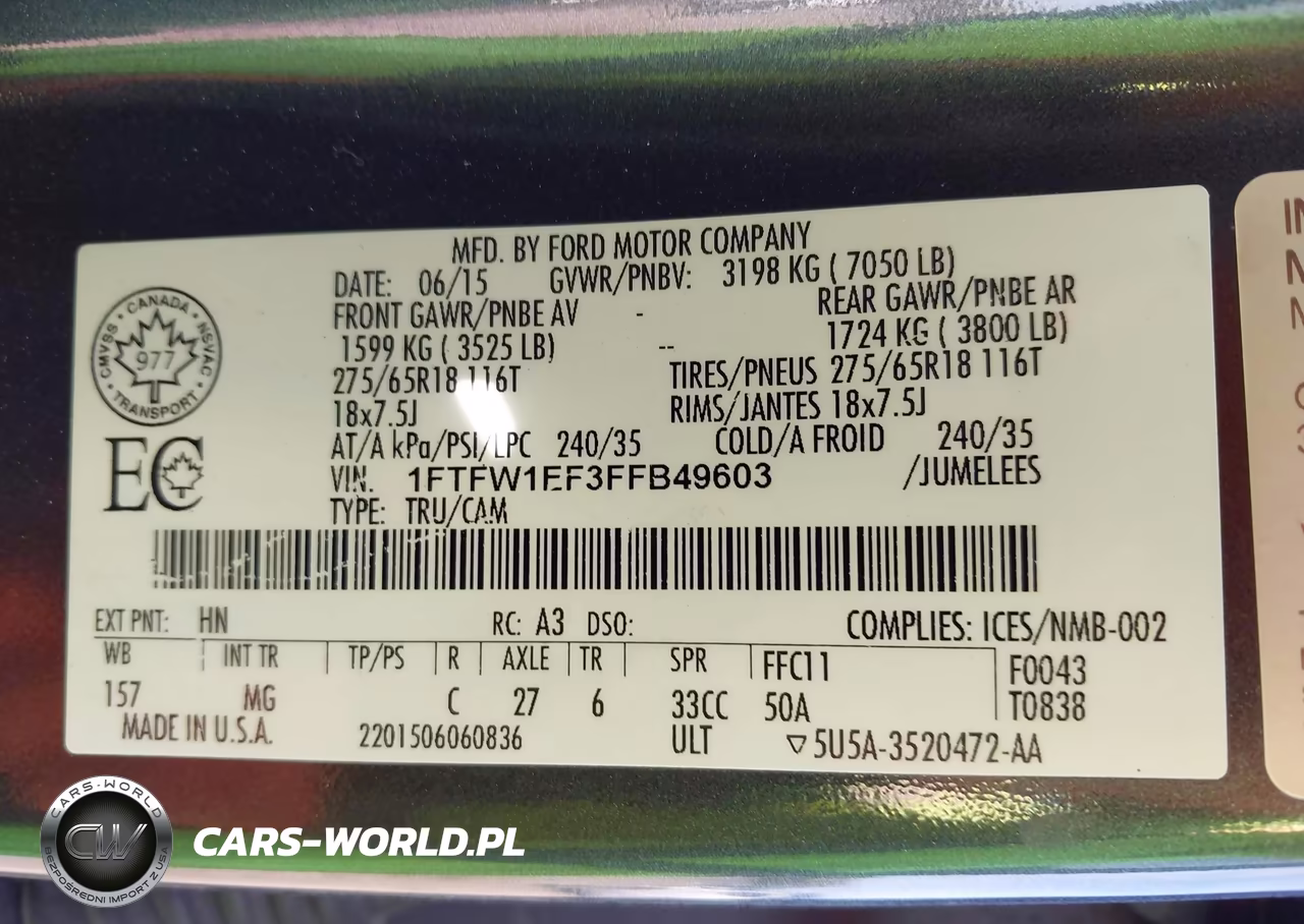 2015 Ford F-150 Xlt VIN:1FTFW1EF3FFB49603 - 9