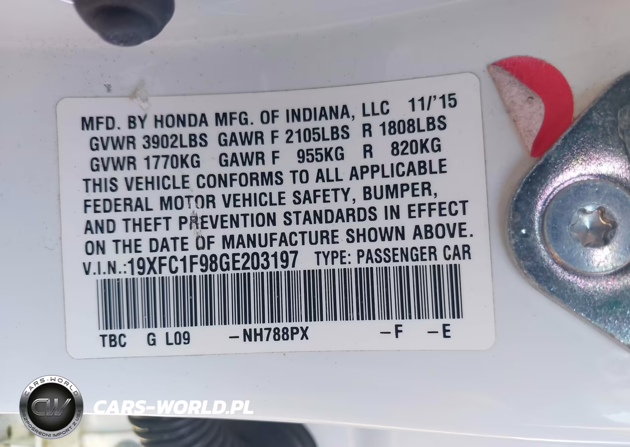 2016 Honda Civic Touring VIN:19XFC1F98GE203197 - 9