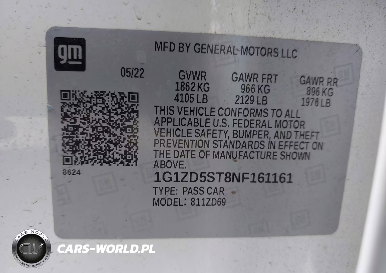 2022 Chevrolet Malibu Fwd Lt VIN:1G1ZD5ST8NF161161 - 9
