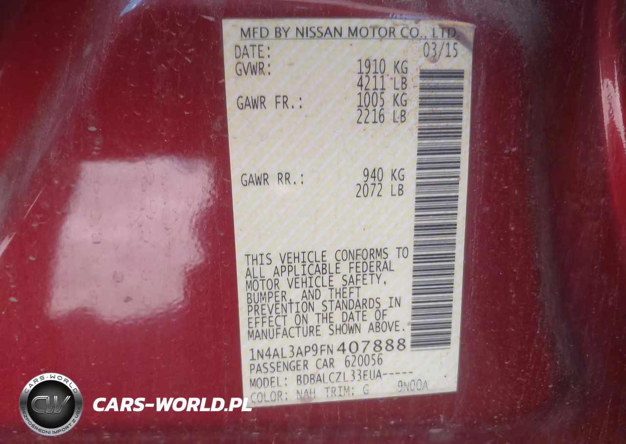 2015 Nissan Altima 2.5 S VIN:1N4AL3AP9FN407888 - 9