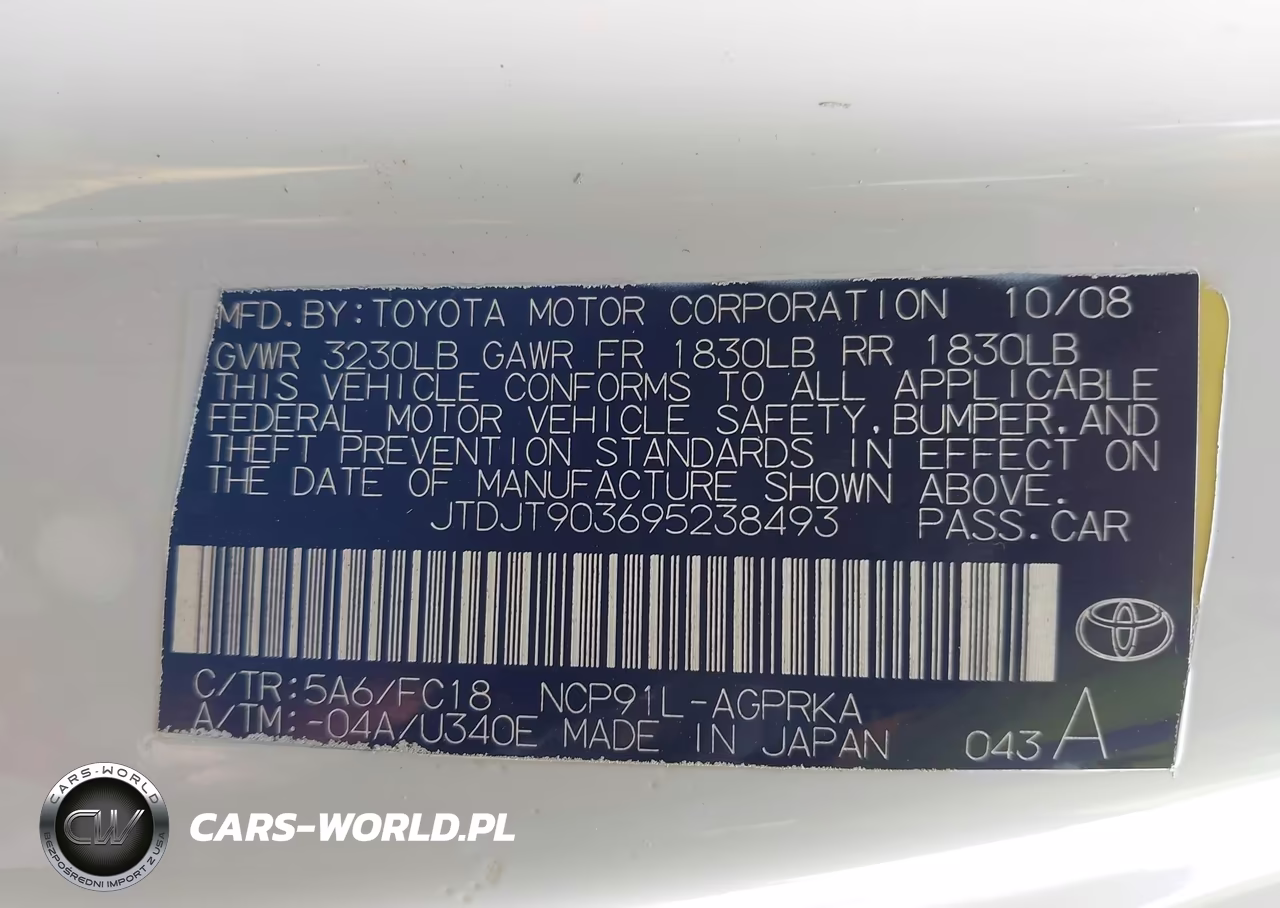 2009 Toyota Yaris VIN:JTDJT903695238493 - 9