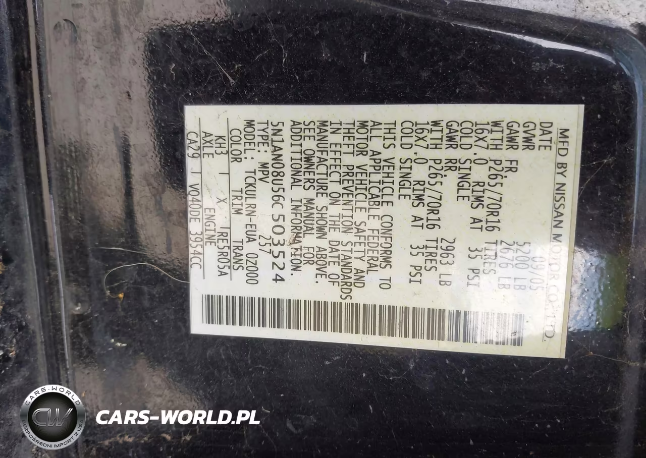 2006 Nissan Xterra S VIN:5N1AN08U56C503524 - 9