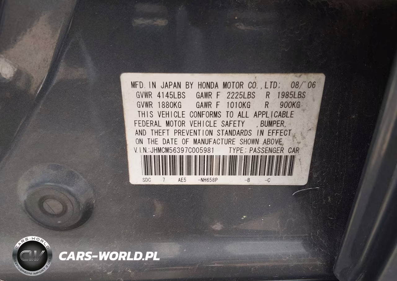 2007 Honda Accord 2.4 Se VIN:JHMCM56397C005981 - 9