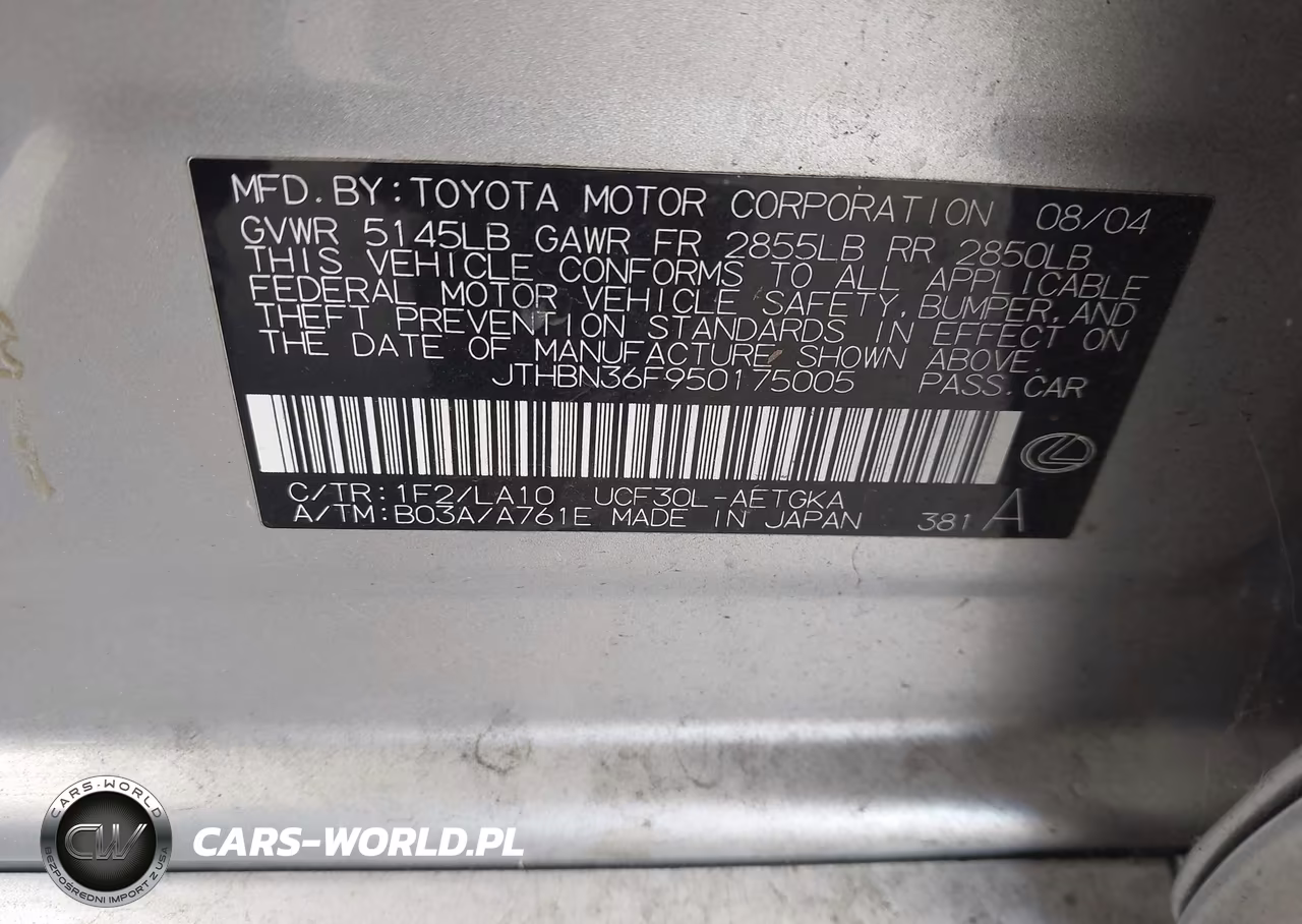 2005 Lexus Ls 430 VIN:JTHBN36F950175005 - 9