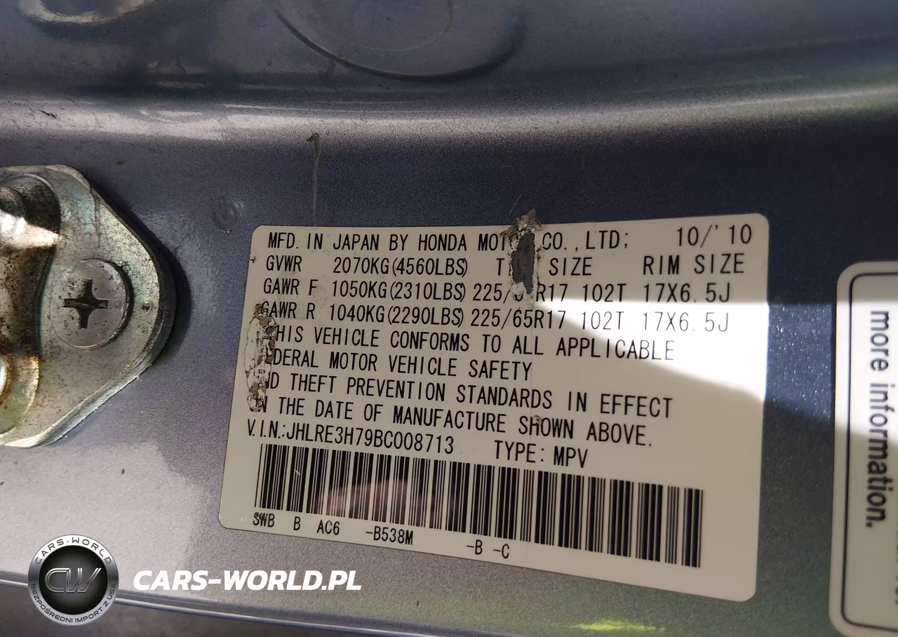 2011 Honda Cr-V Ex-L VIN:JHLRE3H79BC008713 - 9