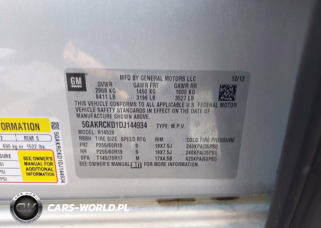 2013 Buick Enclave Leather VIN:5GAKRCKD1DJ144934 - 9