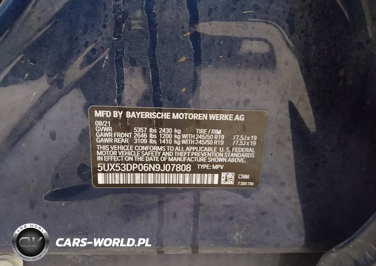 2022 BMW X3 xDrive30I VIN:5UX53DP06N9J07808 - 9