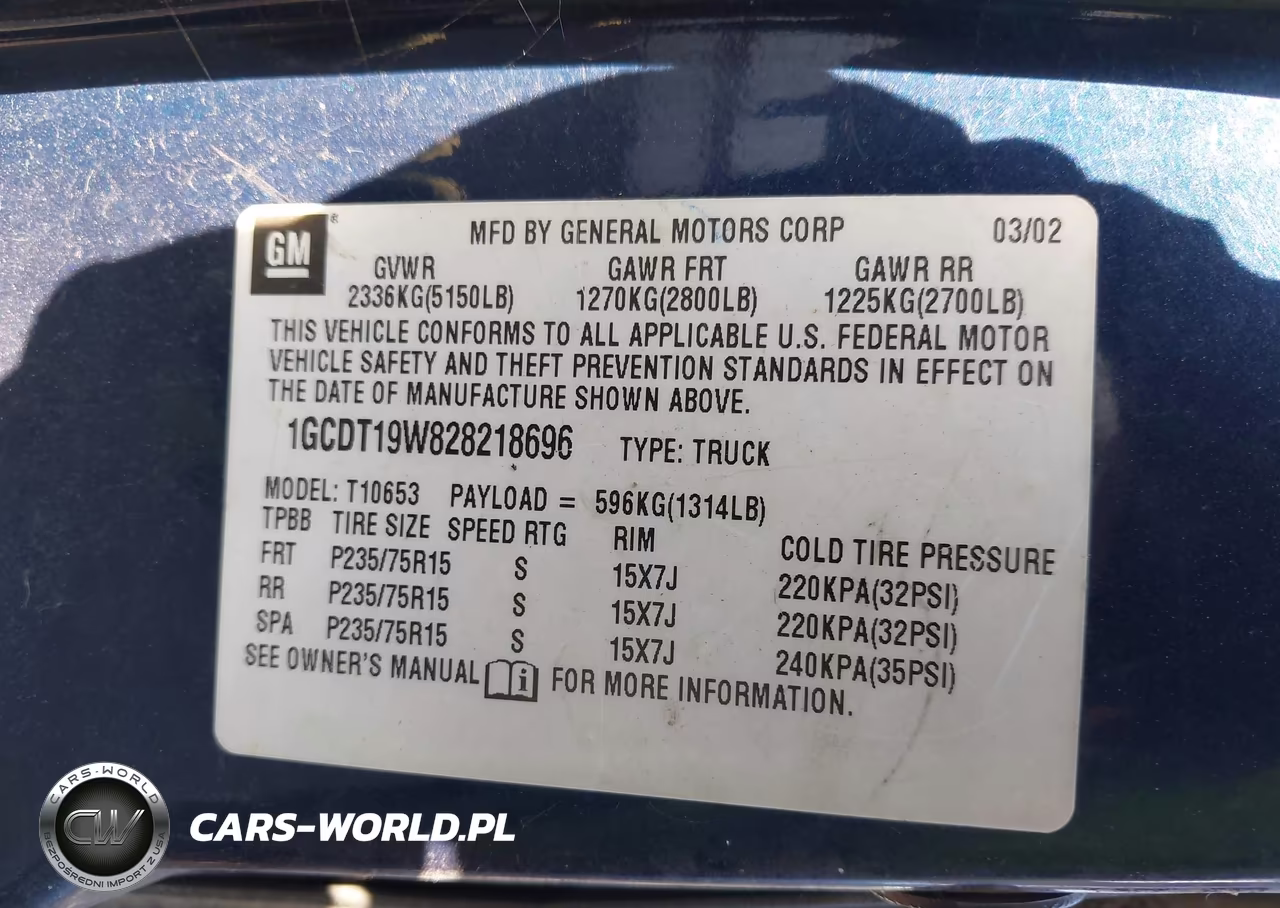 2002 Chevrolet S-10 Ls VIN:1GCDT19W828218696 - 9