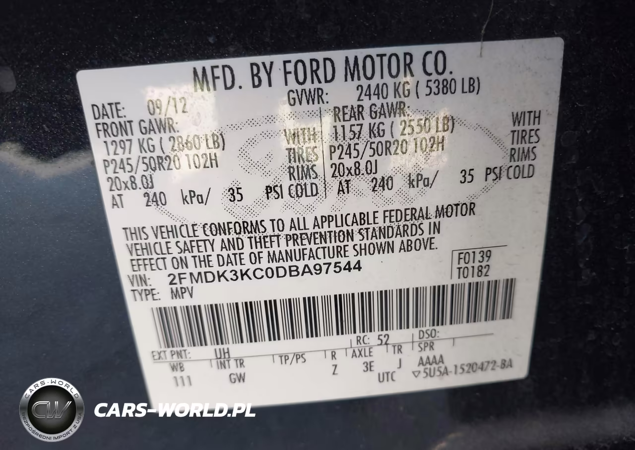 2013 Ford Edge Limited VIN:2FMDK3KC0DBA97544 - 9
