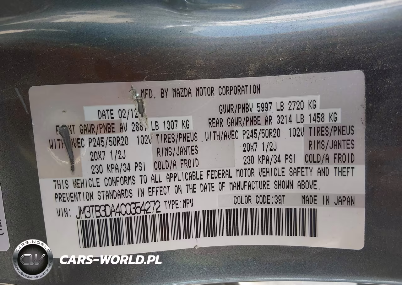2012 Mazda Cx-9 Grand Touring VIN:JM3TB3DA4C0354272 - 9