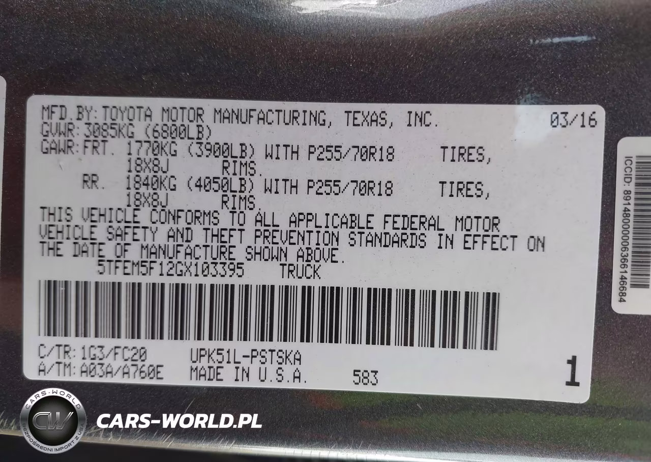 2016 Toyota Tundra Sr5 4.6L V8 VIN:5TFEM5F12GX103395 - 9