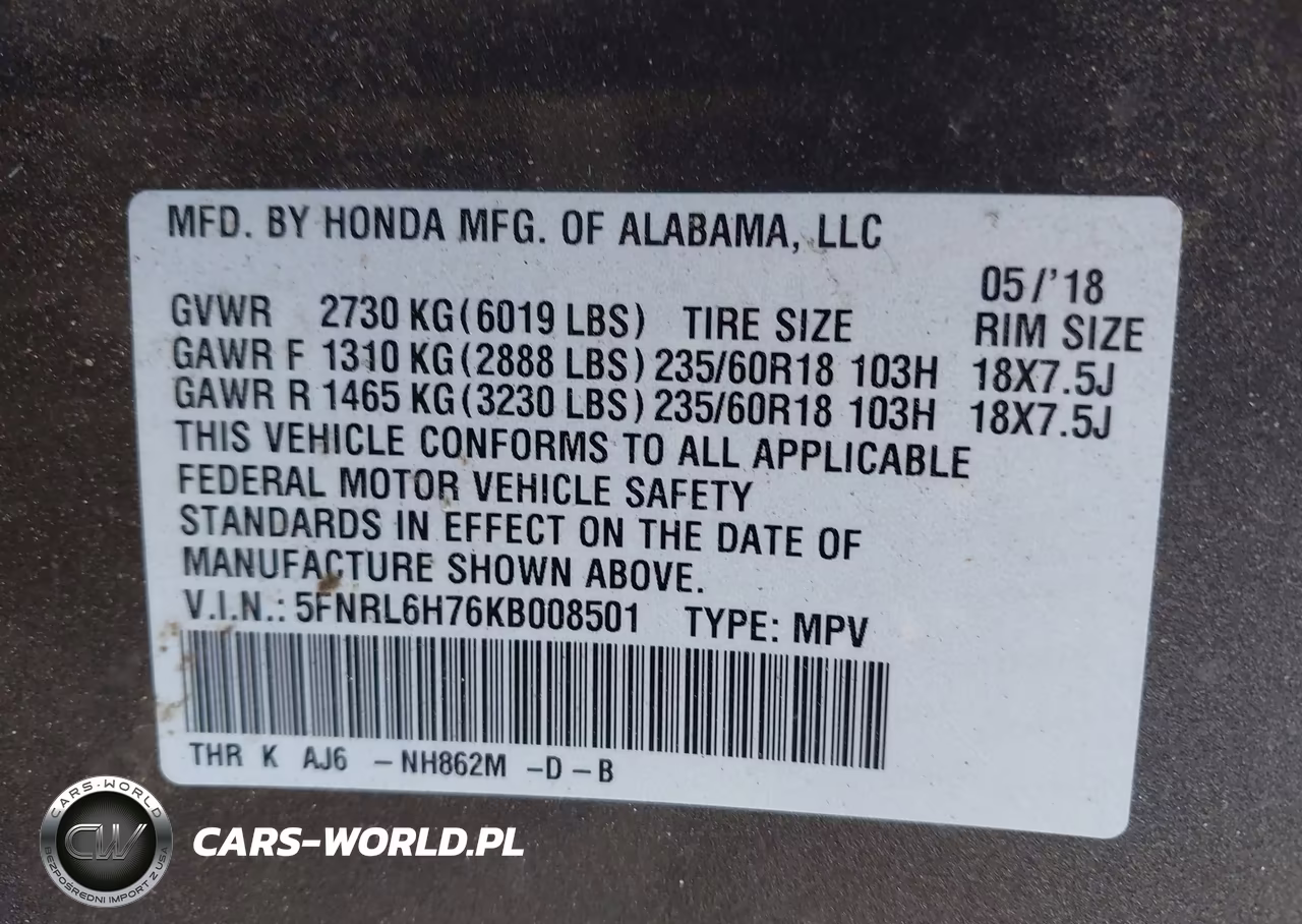 2019 Honda Odyssey Ex-L VIN:5FNRL6H76KB008501 - 9