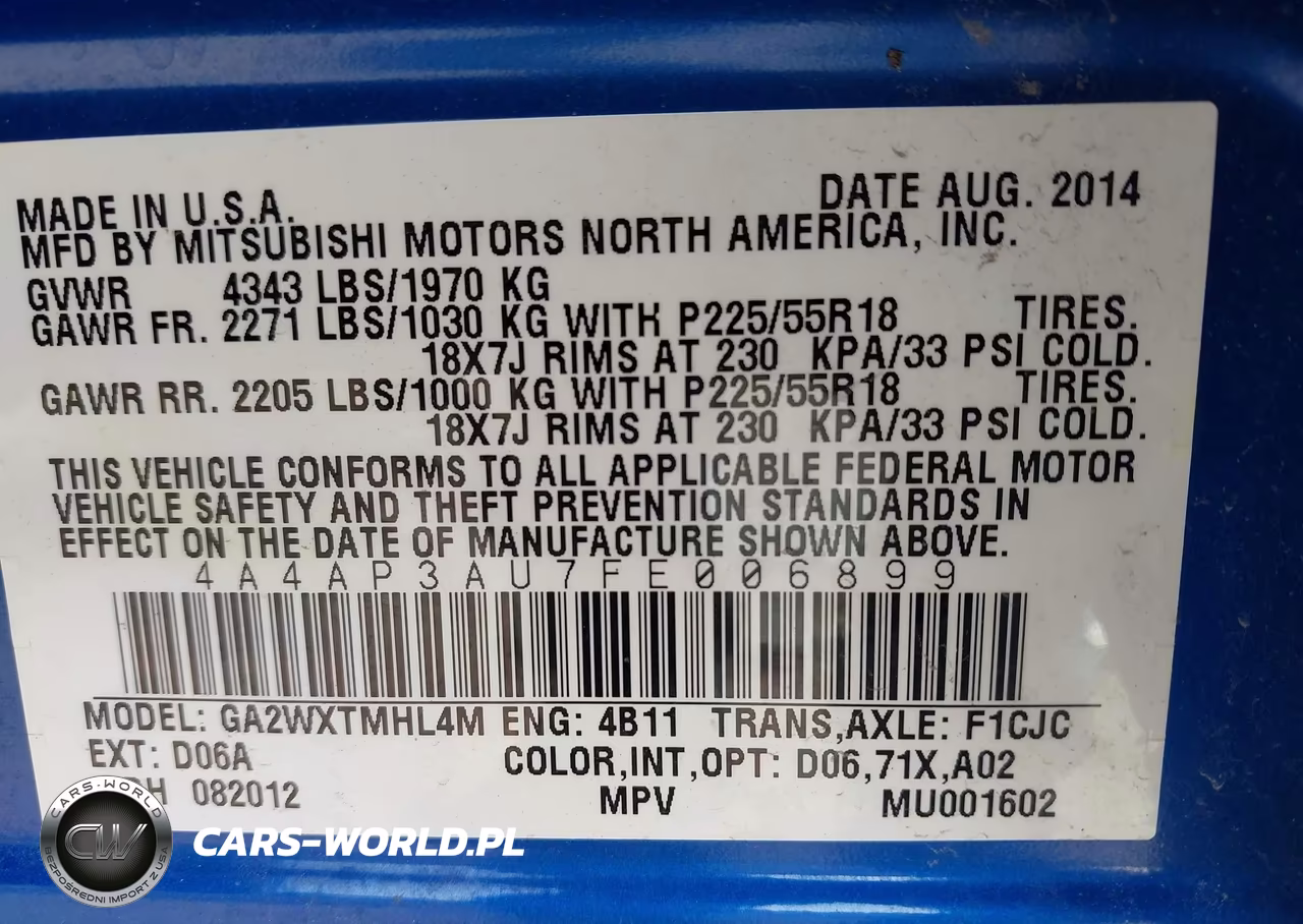 2015 Mitsubishi Outlander Sport Es VIN:4A4AP3AU7FE006899 - 9