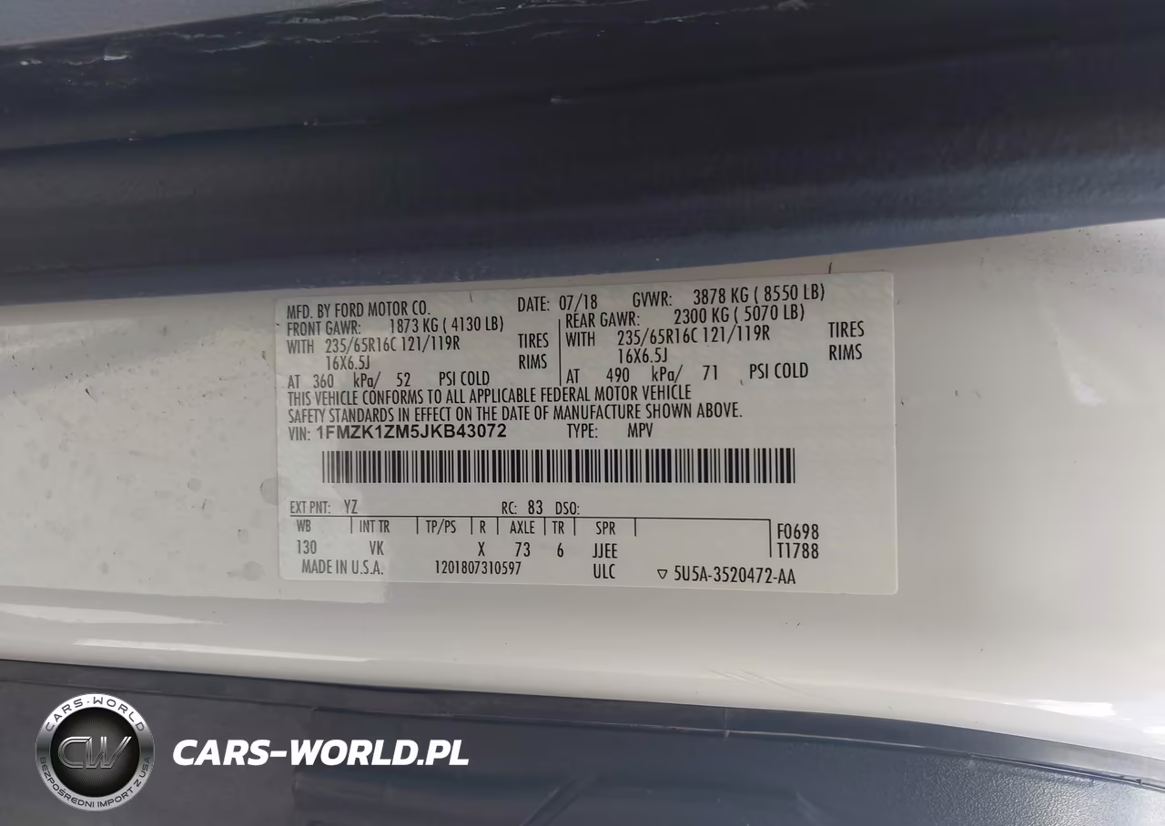 2018 Ford Transit-150 Xl VIN:1FMZK1ZM5JKB43072 - 9