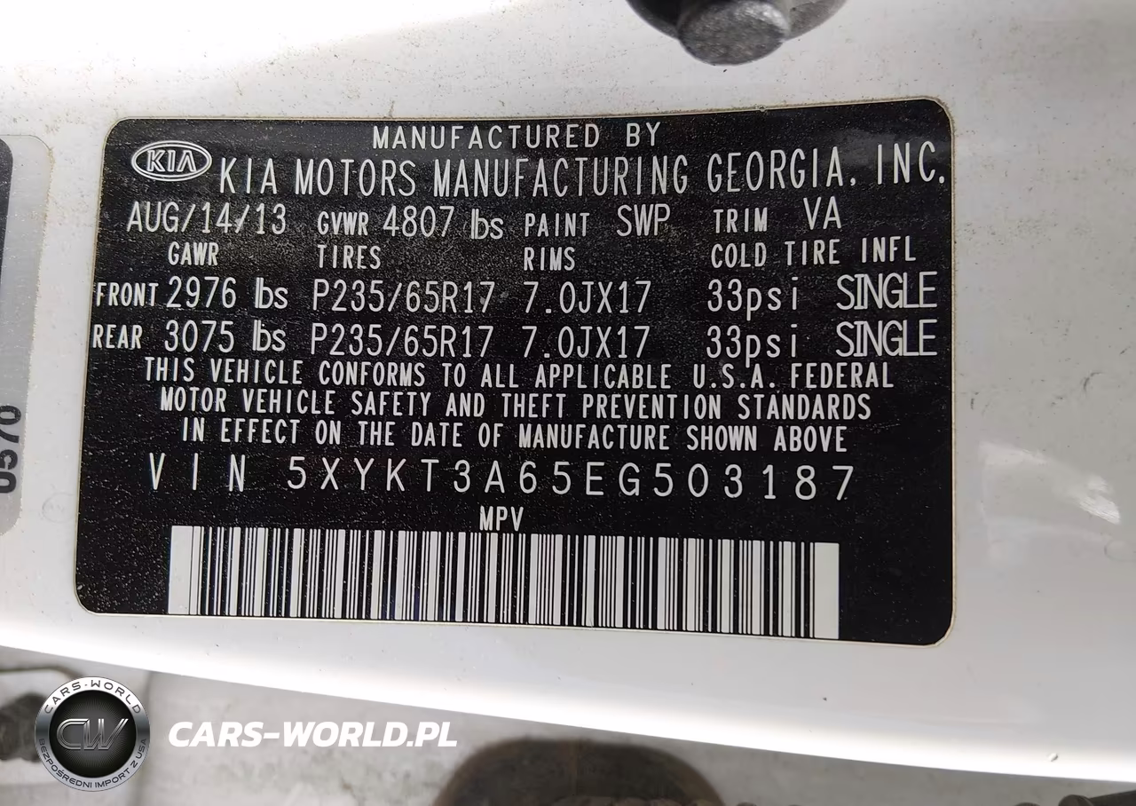 2014 Kia Sorento Lx VIN:5XYKT3A65EG503187 - 9