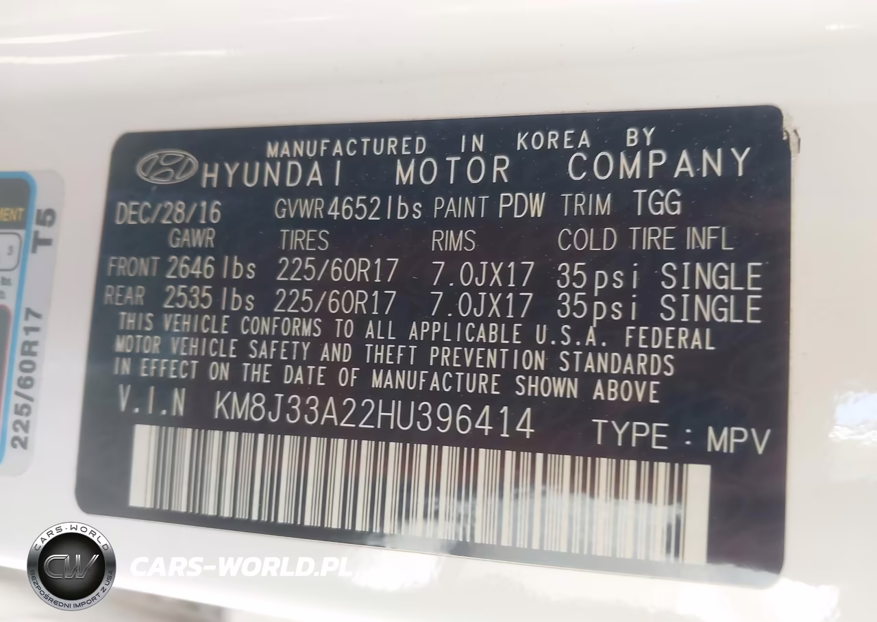 2017 Hyundai Tucson Eco VIN:KM8J33A22HU396414 - 9