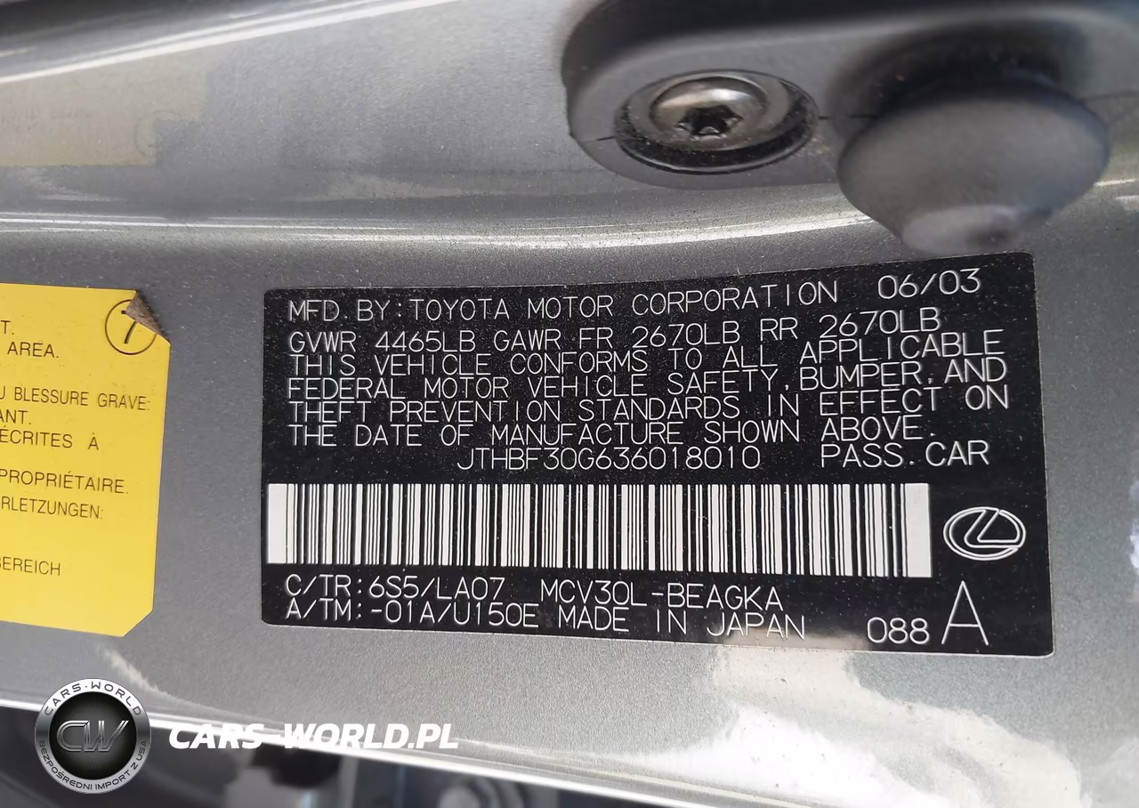 2003 Lexus Es 300 VIN:JTHBF30G636018010 - 9