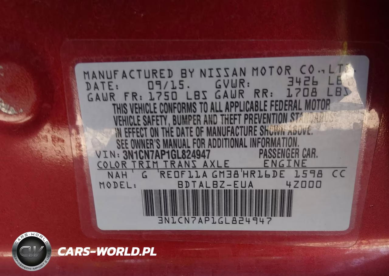 2016 Nissan Versa 1.6 Sv VIN:3N1CN7AP1GL824947 - 9