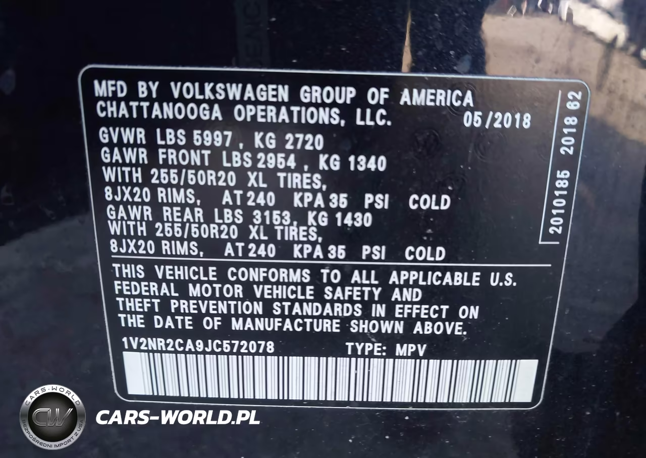 2018 Volkswagen Atlas 3.6L V6 Sel Premium VIN:1V2NR2CA9JC572078 - 9