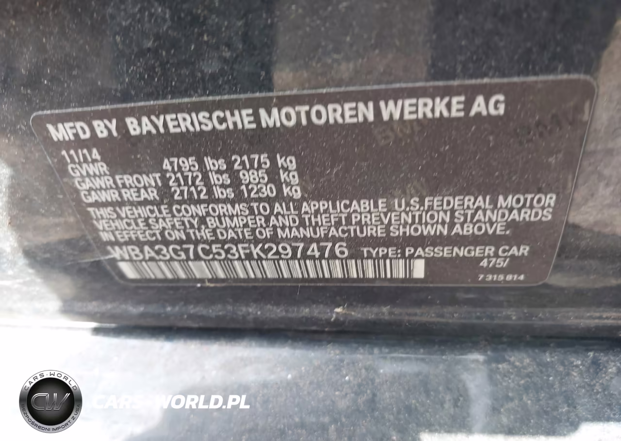 2015 BMW 328I xDrive VIN:WBA3G7C53FK297476 - 9
