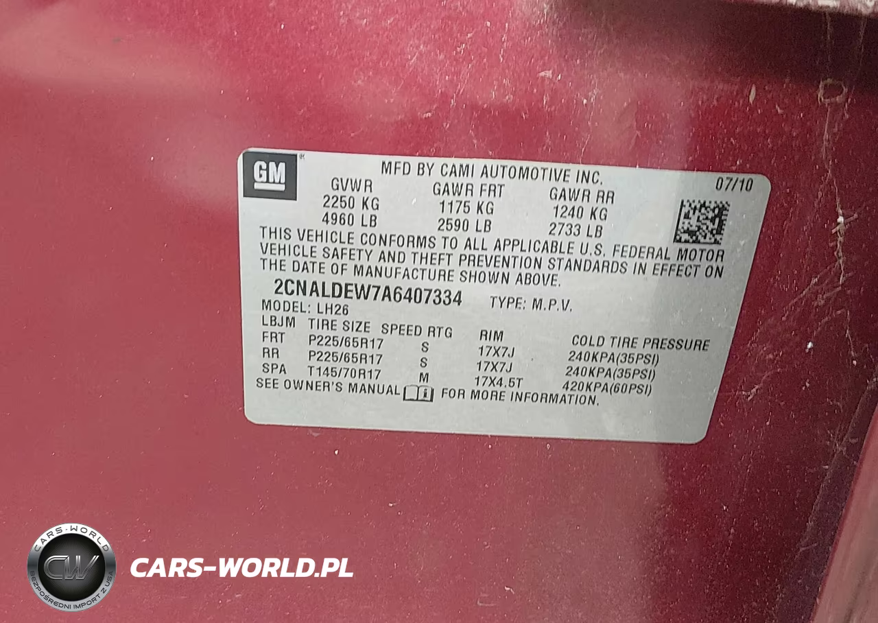 2010 Chevrolet Equinox Lt VIN:2CNALDEW7A6407334 - 9