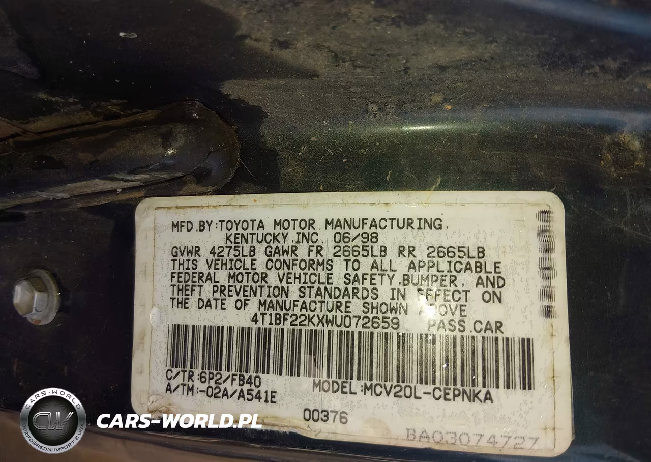 1998 Toyota Camry Le V6 VIN:4T1BF22KXWU072659 - 9