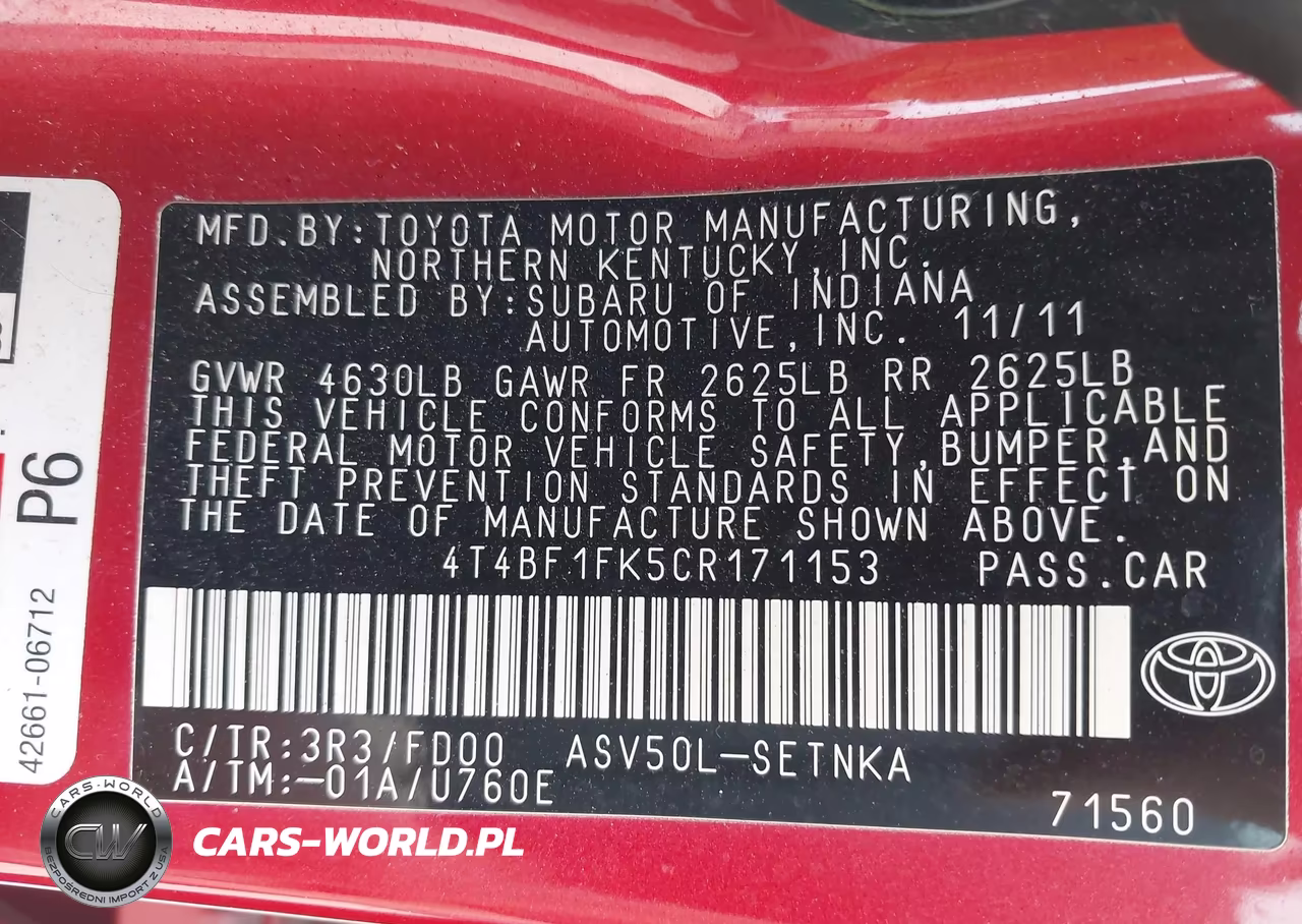 2012 Toyota Camry Le VIN:4T4BF1FK5CR171153 - 9