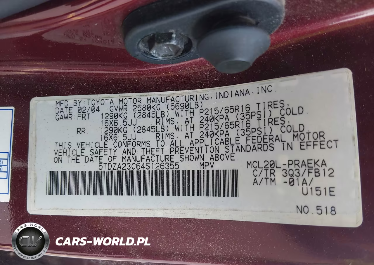 2004 Toyota Sienna Le VIN:5TDZA23C64S126355 - 9
