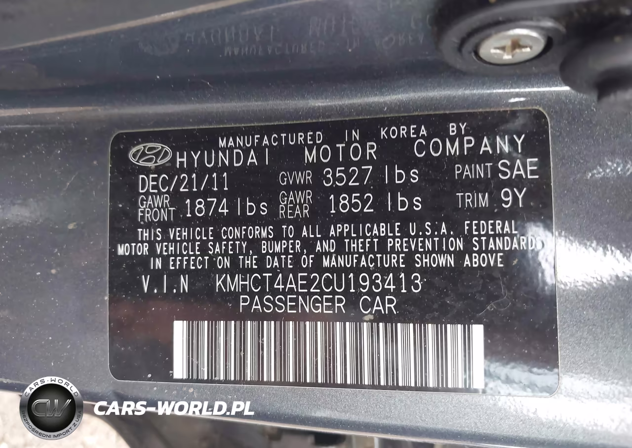 2012 Hyundai Accent Gls VIN:KMHCT4AE2CU193413 - 9