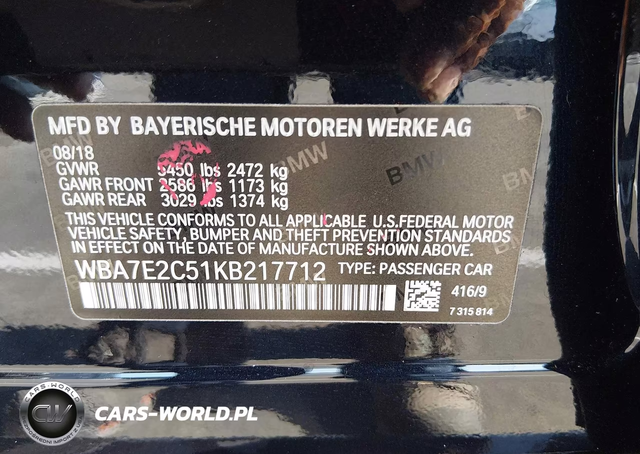 2019 BMW 740I VIN:WBA7E2C51KB217712 - 9