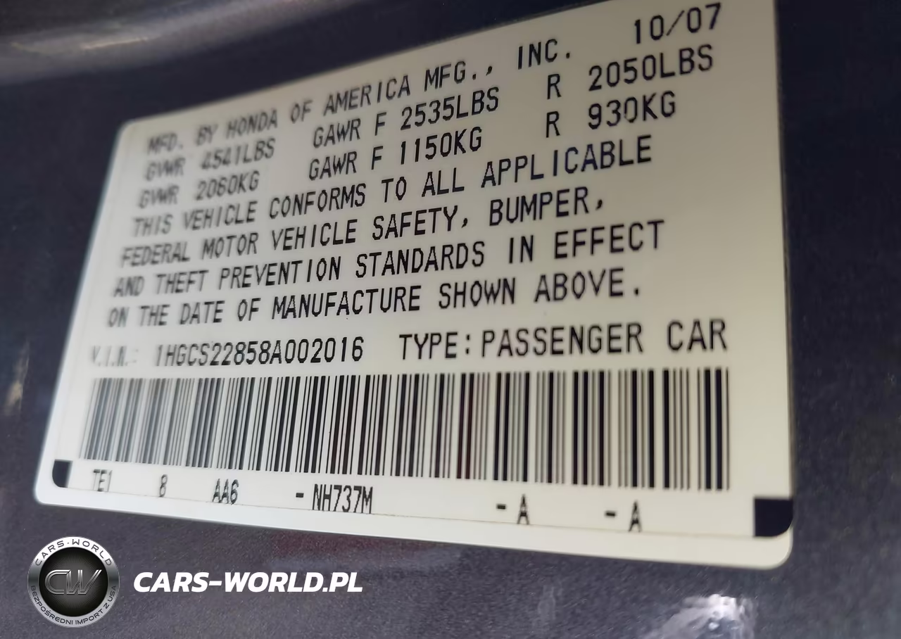 2008 Honda Accord 3.5 Ex-L VIN:1HGCS22858A002016 - 9