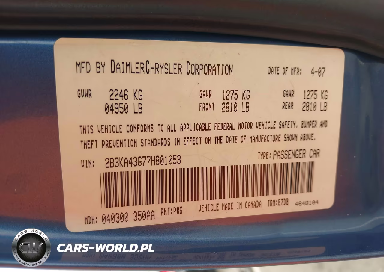 2007 Dodge Charger VIN:2B3KA43G77H801053 - 9